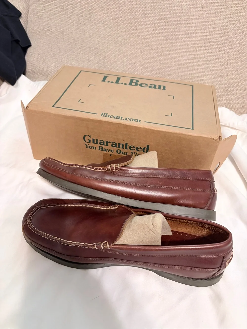 L.L. Bean Men’s Chestnut Brown Leather Slip-On Loafers